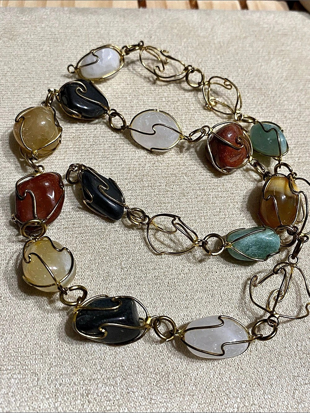 VTG Gold-Tone Multicolor Stone Jewelry